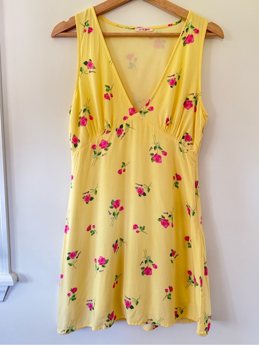 Yellow Floral V-Neck Mini Dress